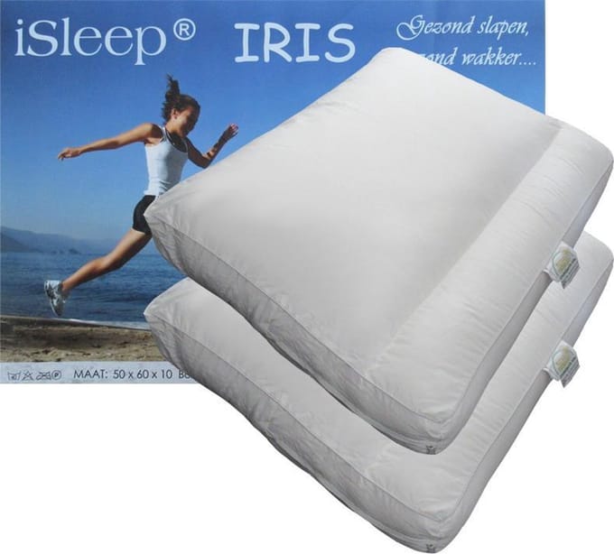 iSleep Iris Hoofdkussen Set (2 Stuks) - Boxkussen met Neksteun - Dreampearls - 50x60x10 cm - Wit