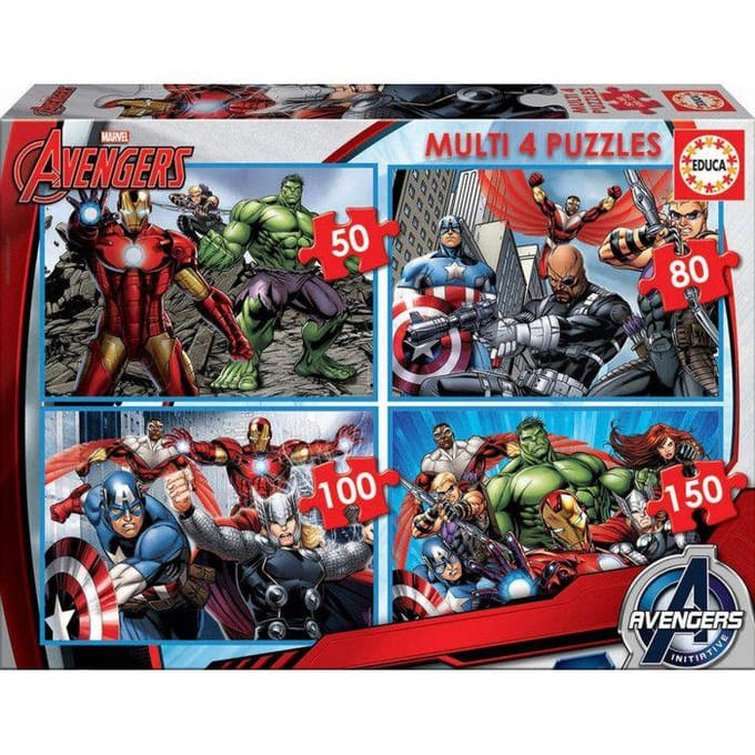 EDUCA - Puzzel - Multi 4 puzzels Avengers - Tekenfilms en strips - Minder dan 100 stukjes - Kind