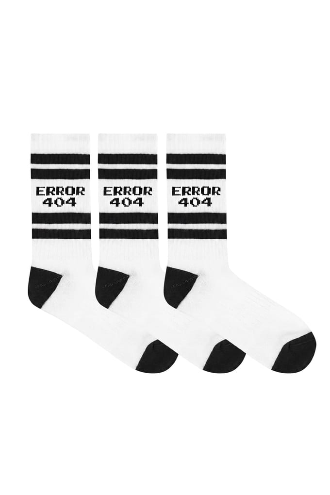 A-DAM  3-pack Crew Socks Black Stripes Error 404 White Größe: 36-40 | Unterhosen Outlet | Unisex | Schwarz