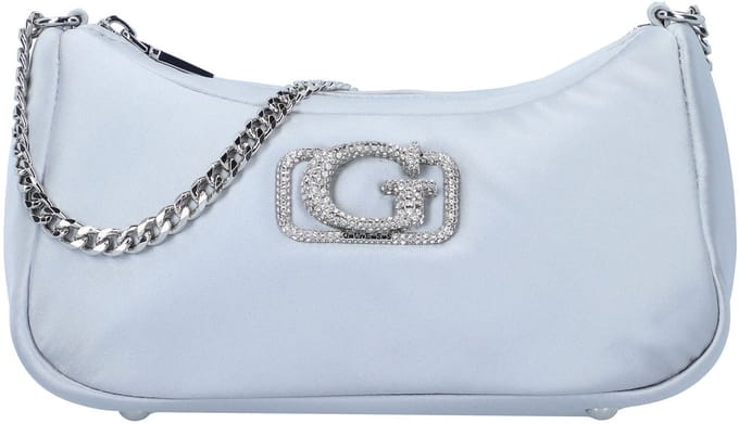 GUESS Schoudertas Prue Mini Top Zip Shoulder Bag Silver Lichtgrijs