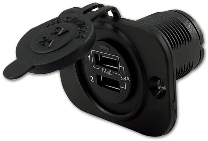 USB STOPCONTACT DUBBEL 3.4A ZWART MET FLUSH FRAME