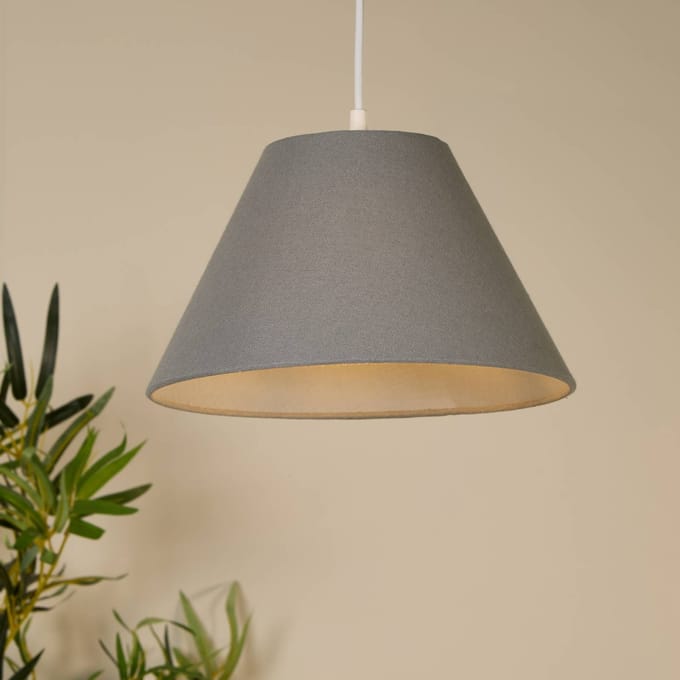 Searchlight Hanglamp Lyta, grijs, Ø 28 cm, textiel, E27, kegelvorm