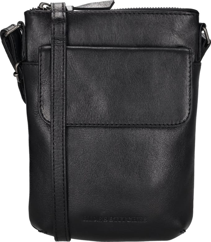 Hide & Stitches Porto Crossbodytas - Zwart - 100% Leer.