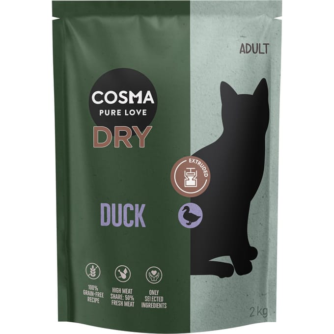 2kg Cosma Extruded Droogvoer Eend Katten Droogvoer