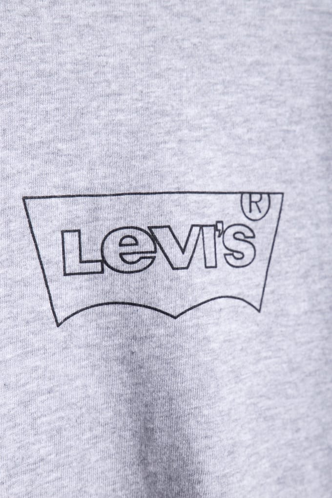 Levi's Lsegraphic Crewneck Te Outline Bw Black Logo Grey Heather Bo Größe: S | Basic T-Shirts Outlet | Herren | Schwarz