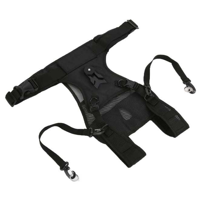 Dubbele Camera Riem Nylon Duurzaam Comfortabel Ademend Verstelbaar Multi Drager Borstharnas black