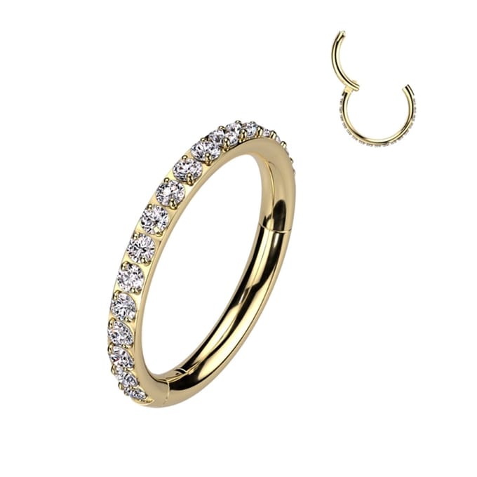 Piercing titanium High Quality single lined clicker 1.2x6 - goud - LMPiercings
