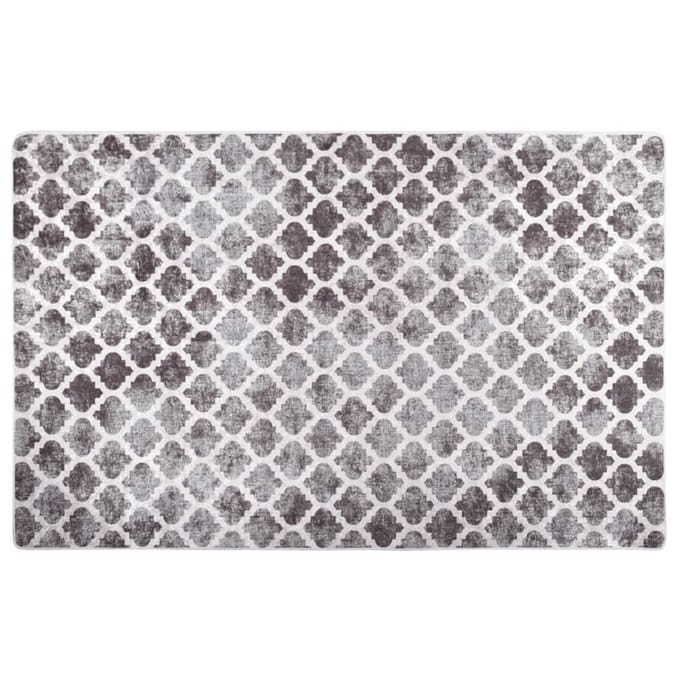 vidaXL - Vloerkleed - wasbaar - 160x230 - cm - grijs - en - wit