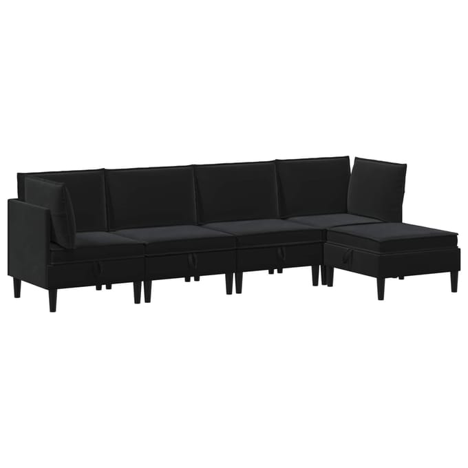 vidaXL - Woonkamer - Meubelset - 5 - st - Zwart - Fluweel