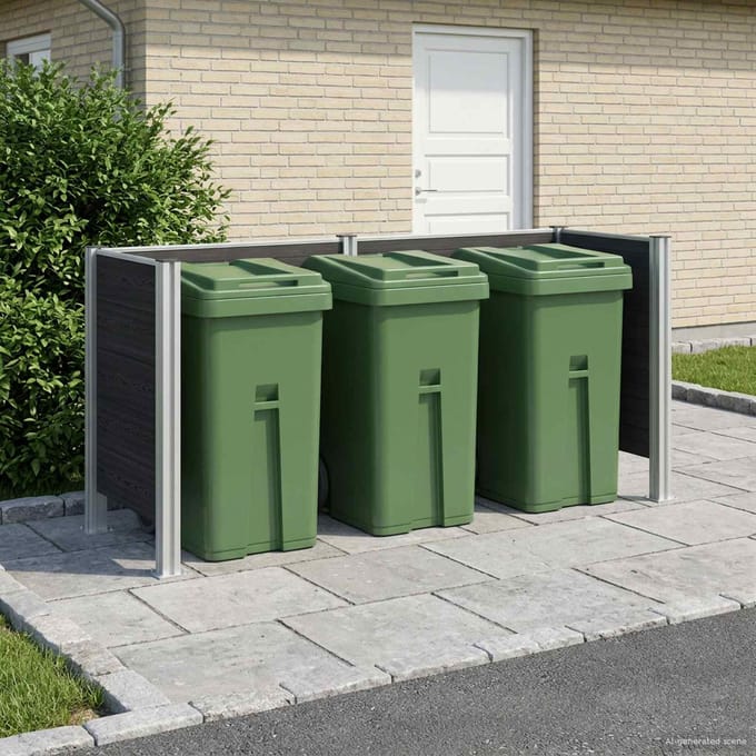 vidaXL - Afvalbak - Schutting - Grijs - 237 - x - 85 - x - 115 - cm - Aluminium - en - WPC