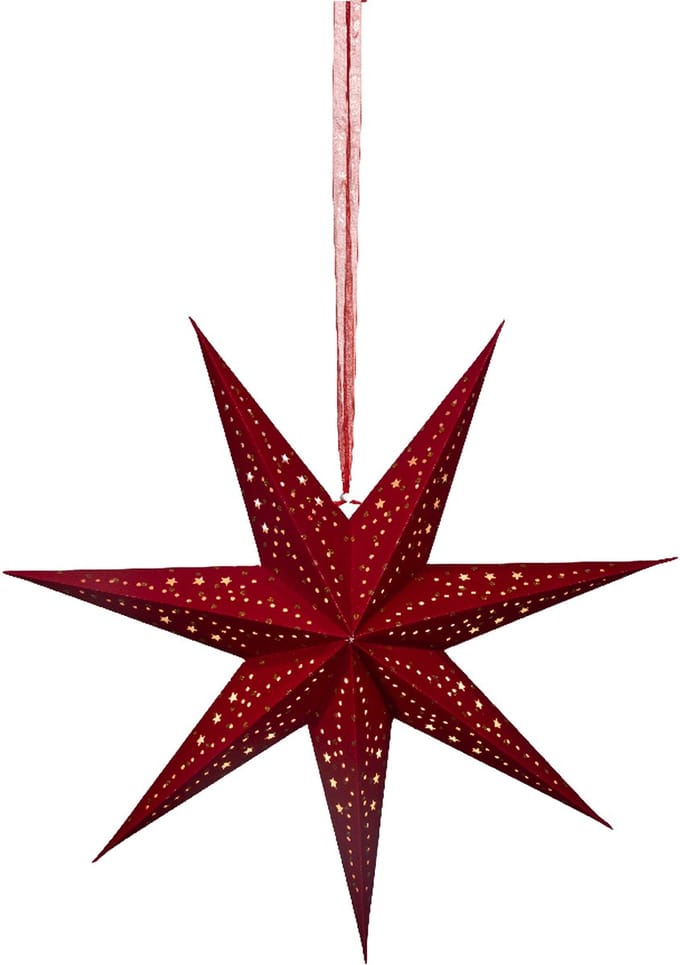 Lumineo verlichte kerstster - rood - D58 x L24,5 cm - papier - LED - warm wit - steady light - timer - binnen - transformator - IP20