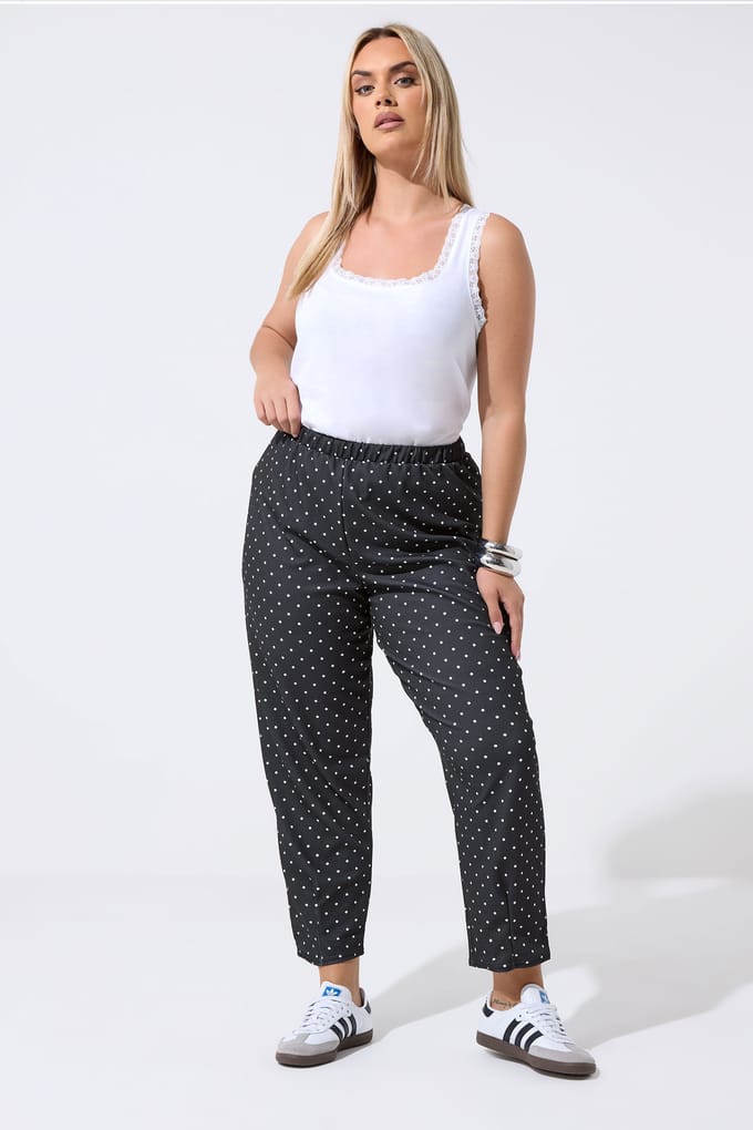 Limited Collection Zwarte Barrel Broek Met Stippen Size 48