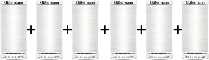 Gütermann Naaigaren Voordeelset - Wit - Nr 800 - 250m - 6 Klosjes