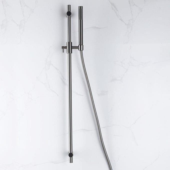 FugaFlow Eccelente Acces glijstangset met staafhanddouche, gladde doucheslang Geborsteld Gunmetal PVD