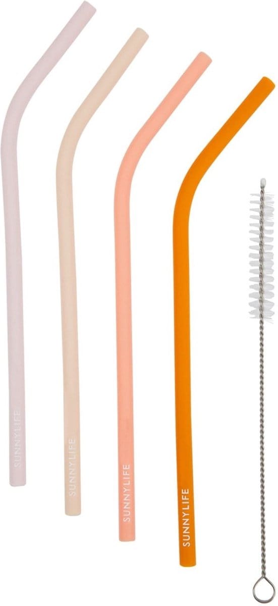Sunnylife - Sunnylife 4 Herbruikbare Siliconen Rietjes Multi