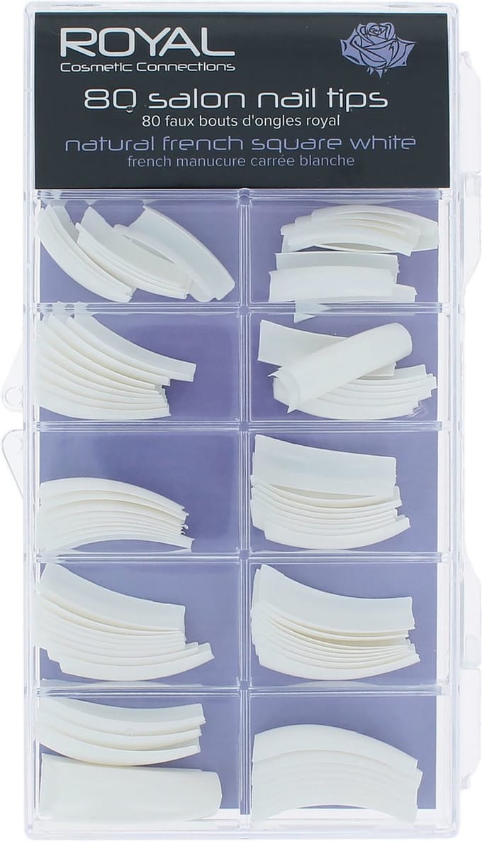 Royal 80 Salon Nail Tips - Natural French Square White