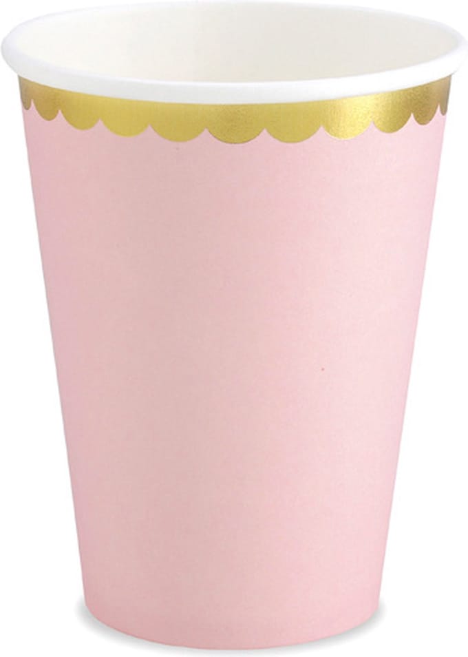 PartyDeco Bekertjes Roze (6 st 220 ml)