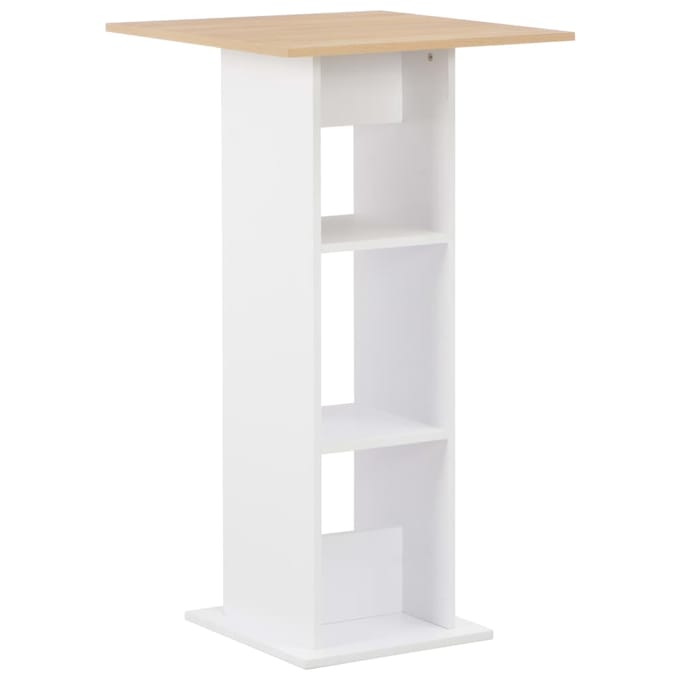 vidaXL - Bartafel - 60x60x110 - cm - wit - en - sonoma - eikenkleurig