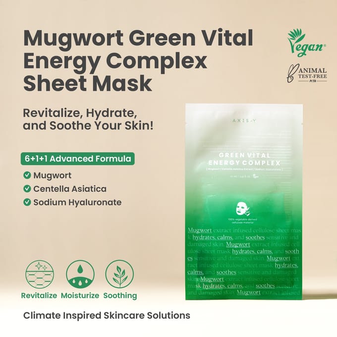 Axis-Y Mugwort Green Vital Engery Complex Sheet Mask 5-Pack 135 ml - 5x27ml