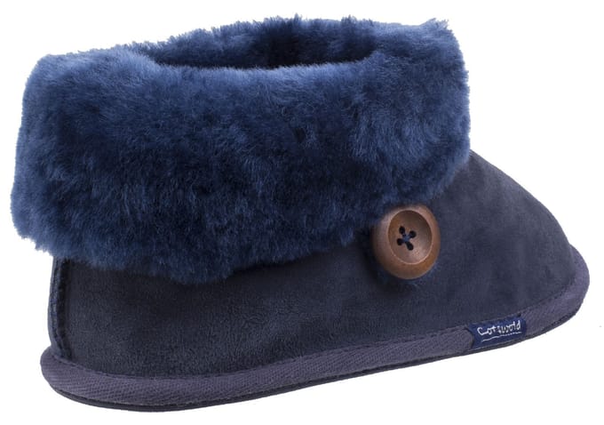 Cotswold Wotton Dames Pantoffels Van Donkerblauw Leer