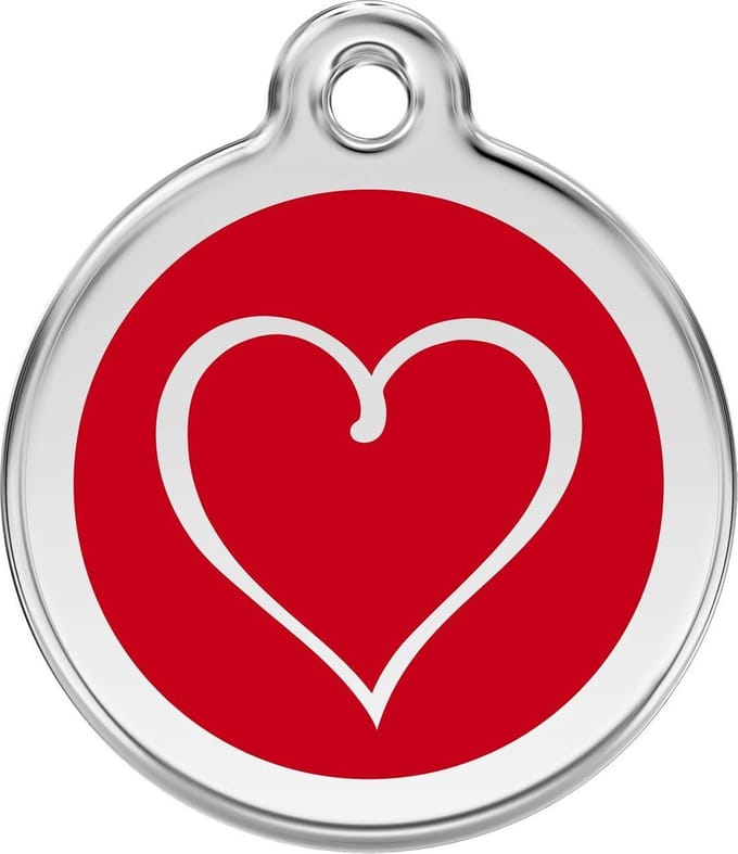 Red Dingo Hondenpenning 30 mm tribal hart rood