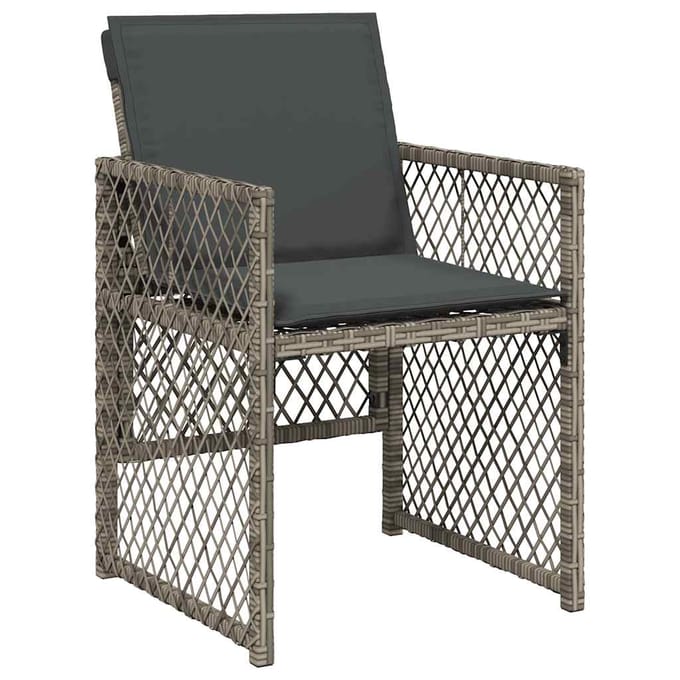 vidaXL - 5-delige - Tuinset - met - kussens - poly - rattan - grijs