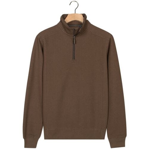 Baileys Trui Sweat Half Zip Hi-Low Structure Uni Color Mushroom / male