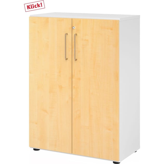 Kasten Breno, 3 OH, afsluitbaar, 28 kg per plank, B 800 x D 420 x H 1100 mm, wit/mapulier