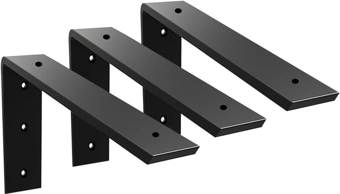 Stevige Werkblad Ondersteuning Beugels 3 Pack Zwart L-vormig voor Graniet en Hout