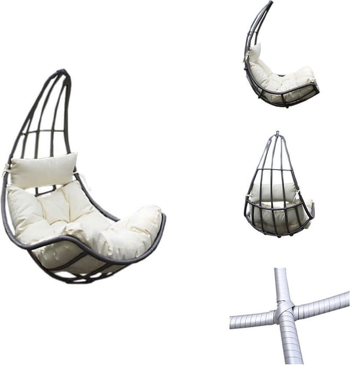Mand hangstoel Polyrattan CAMA - Met kussens + ketting