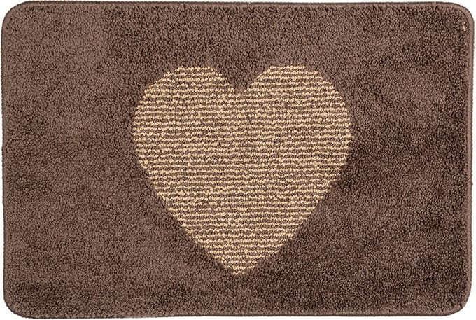 Clayre & Eef Badmat 58x38x1 cm Bruin Polyester Hart