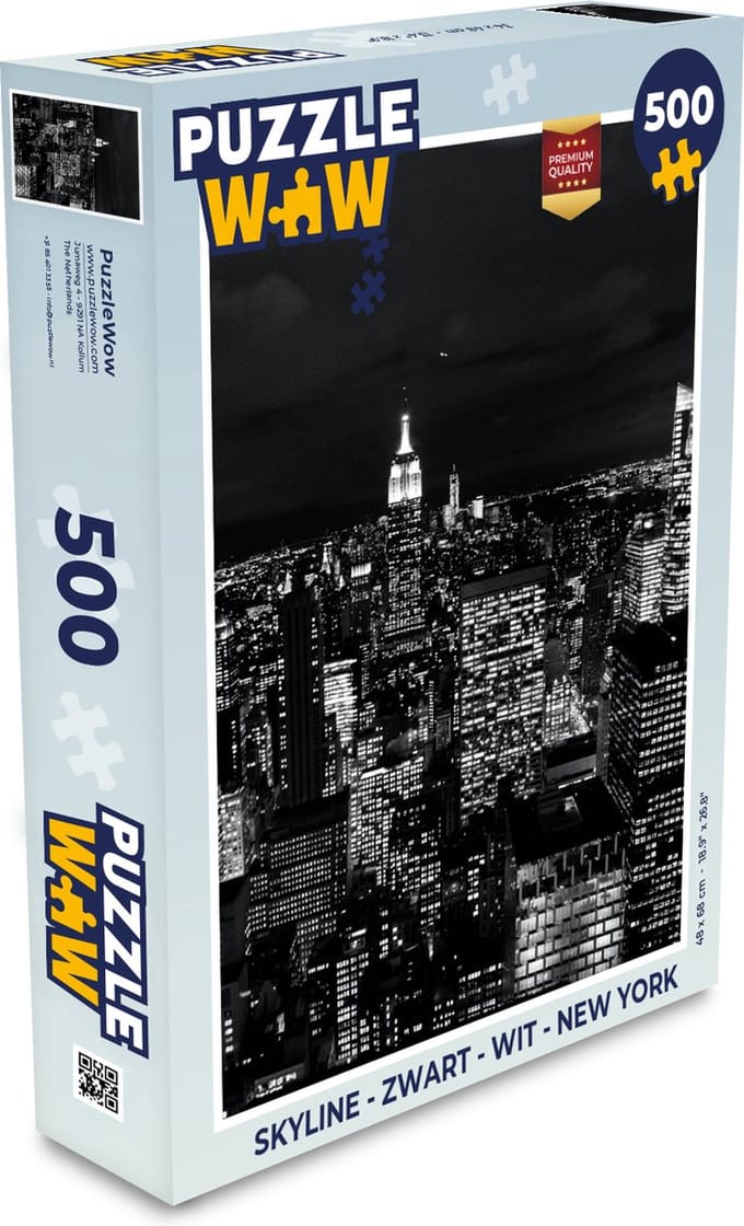 Puzzel Skyline - Zwart - Wit - New York - Amerika - Legpuzzel - Puzzel 500 stukjes