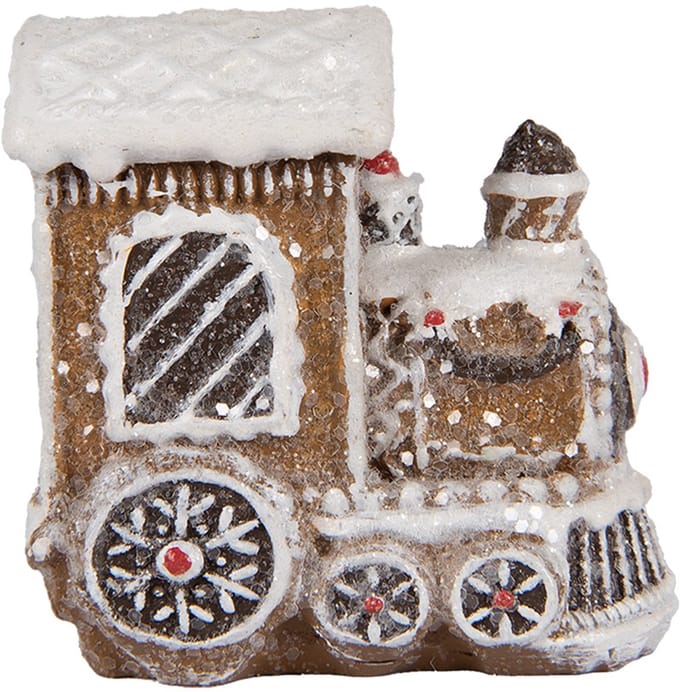 Clayre & Eef Kerstdecoratie Beeld Trein 5x3x5 cm Bruin Kunststof