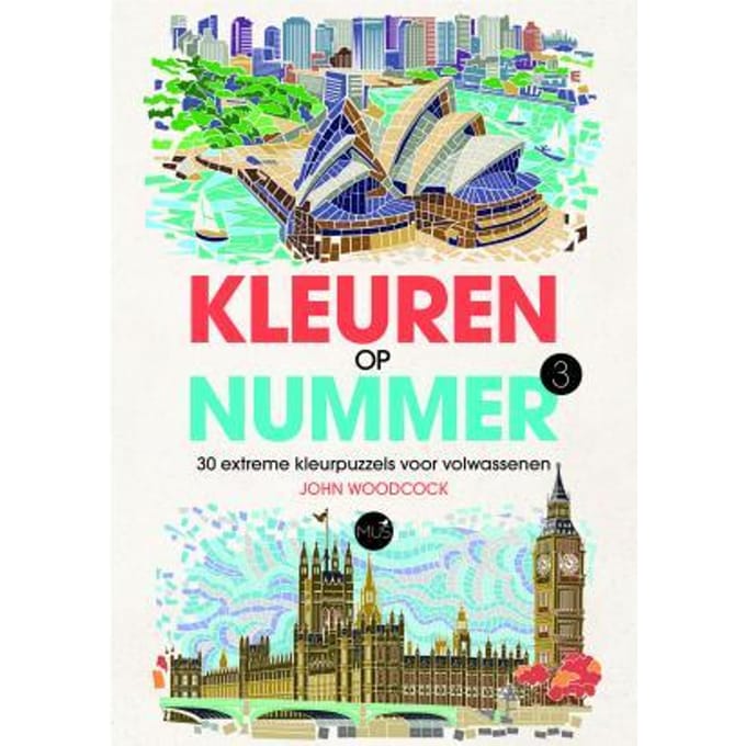 Kleuren op nummer 3 - 30 kleurpuzzels voor volwassenen