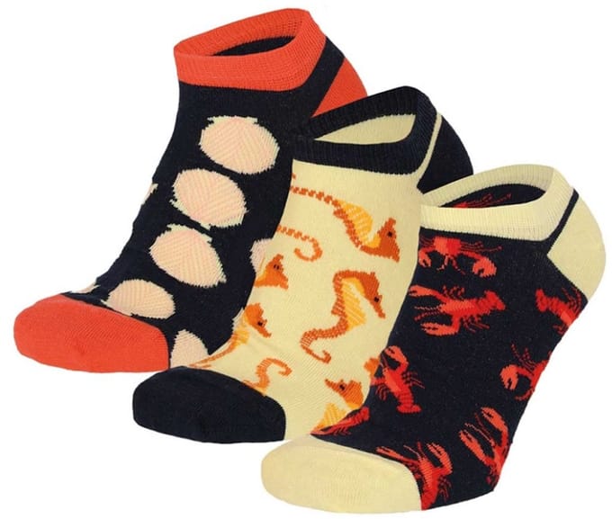 Apollo sneakersokken 3-pack dames maa35-42 met leuke print zonder voelbare teennaad
