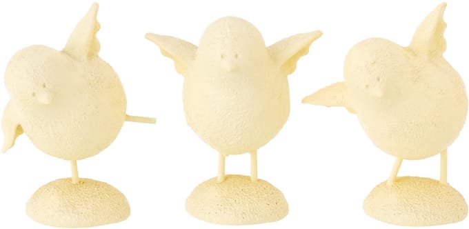 J-Line figuur Vogel Op Voet - polyresin - lichtgeel - set van 3