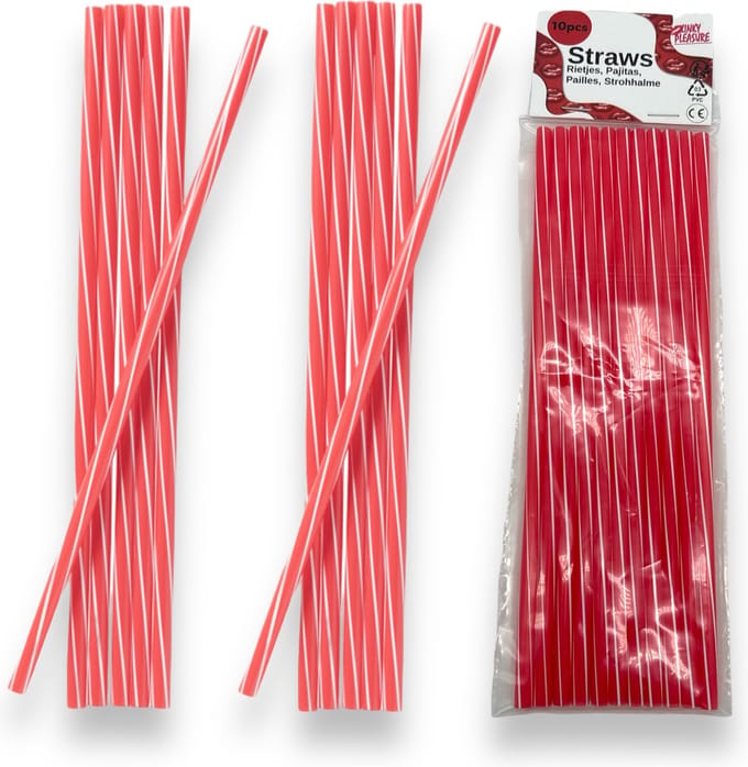 Plastic Rietjes (Herbruikbaar) Rood - 10 Pack