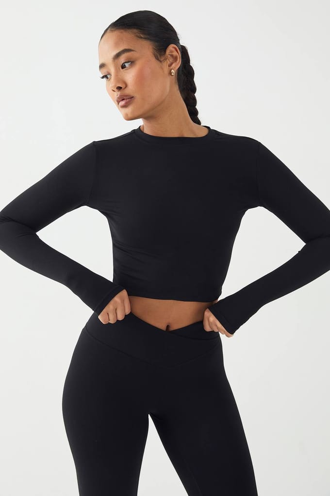Dames DSGN Studio Ultra Sculpt Lange Mouw Top | Zwart | Maat: Medium
