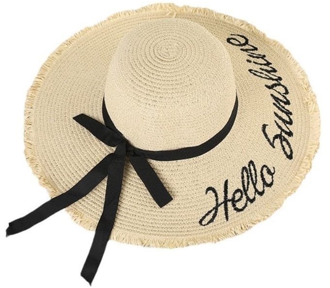 Stijlvolle damesstrandhoed van stro HELLO SUN