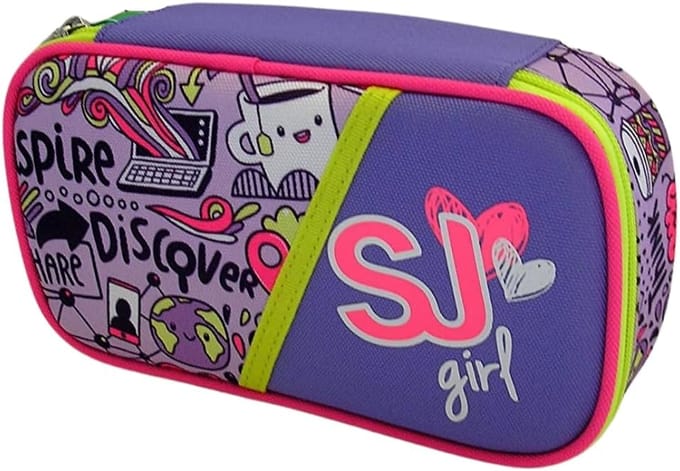Trousse scolaire girly sj gang - set avec crayons, feutres et stylos