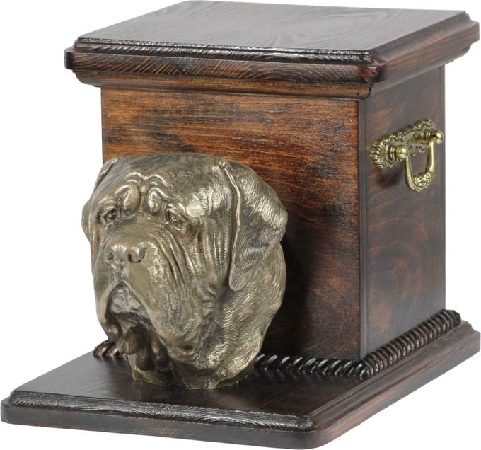 Engelse Mastiff urn met beeldje - elegante urn voor hondenas