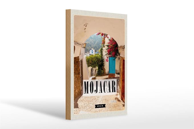 Holzschild Reise 20x30cm Mojacar Spain Spanien Urlaub