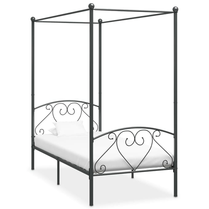 vidaXL - Hemelbedframe - metaal - grijs - 120x200 - cm