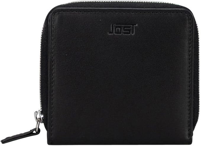 JOST Leren portemonnee Odense Zip Wallet Black zwart
