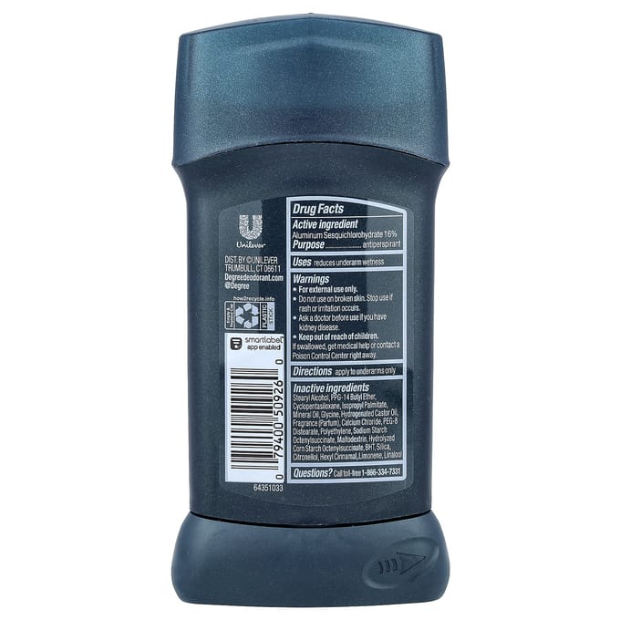 Degree, Advanced, 72H Door Lichaamswarmte Geactiveerd™, Antiperspirant Deodorant, Ice Eucalyptus, 2,7 oz (76 g) gray