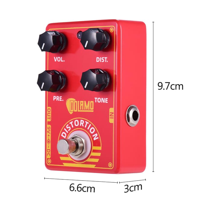 Dolamo D-9 Distortion Gitaareffectpedaal met Presence Distortion Volume Toonregeling en True rood