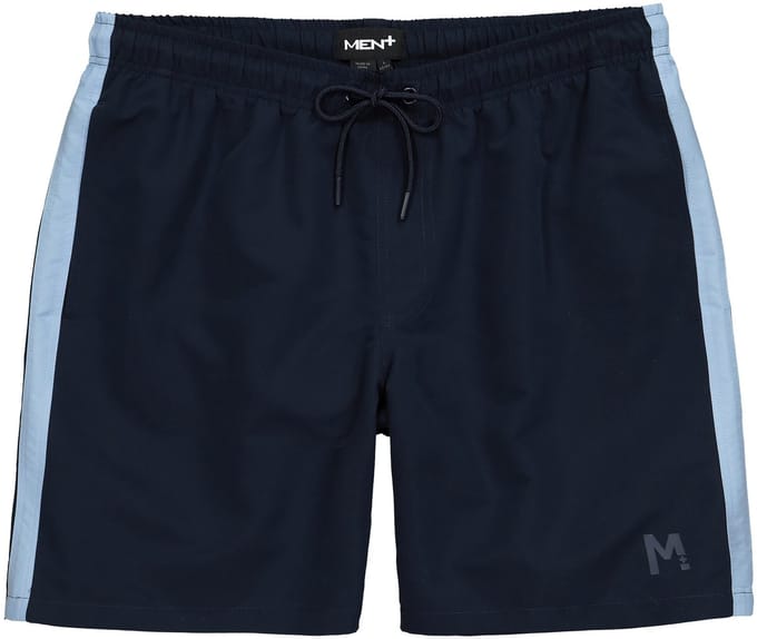 Men Plus - Heren - Zwemshort buikfit zijstrepen elastische tailleband - Navy blauw - Maat XL