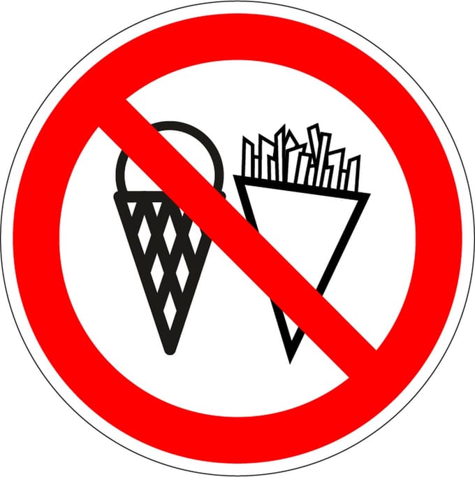 Verboden friet en ijs sticker 150 mm