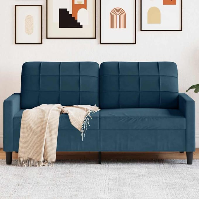 vidaXL - Tweezitsbank - 140 - cm - fluweel - blauw