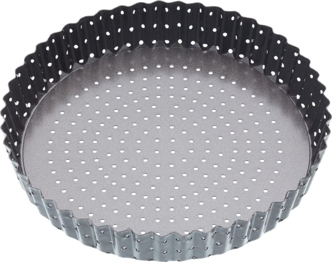 KitchenCraft MasterClass Crusty Bake 23 cm Geperforeerde Quichevorm met PFOA-vrije Antiaanbaklaag en Losse Bodem - Geribbeld